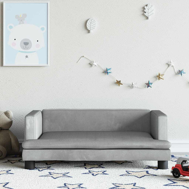 sofa til børn 80x45x30 cm velour lysegrå