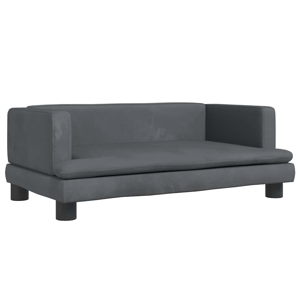 sofa til børn 80x45x30 cm velour mørkegrå