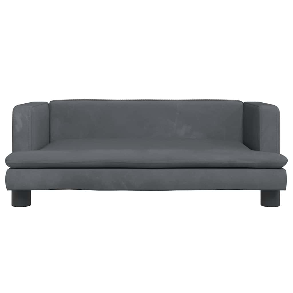 sofa til børn 80x45x30 cm velour mørkegrå