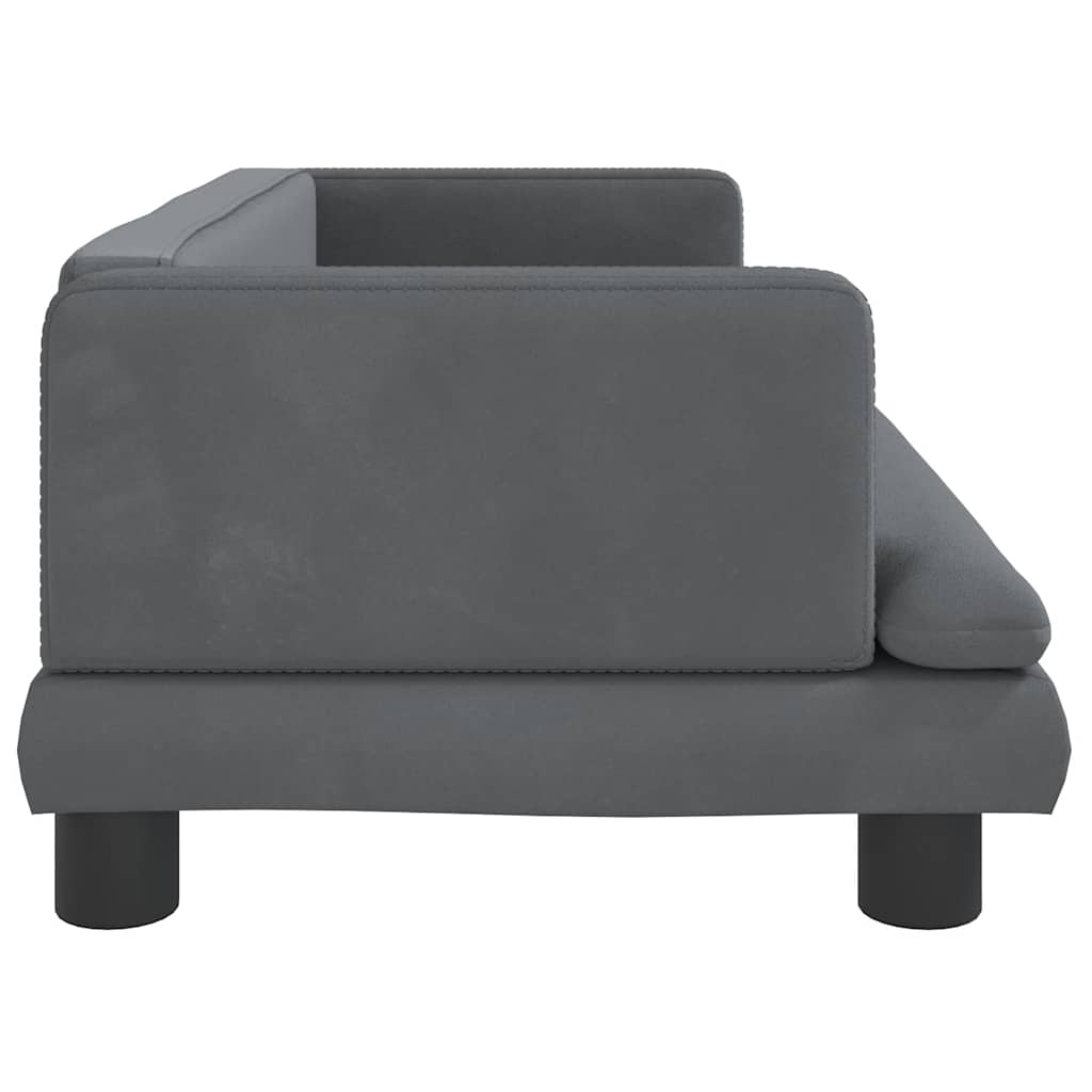 sofa til børn 80x45x30 cm velour mørkegrå