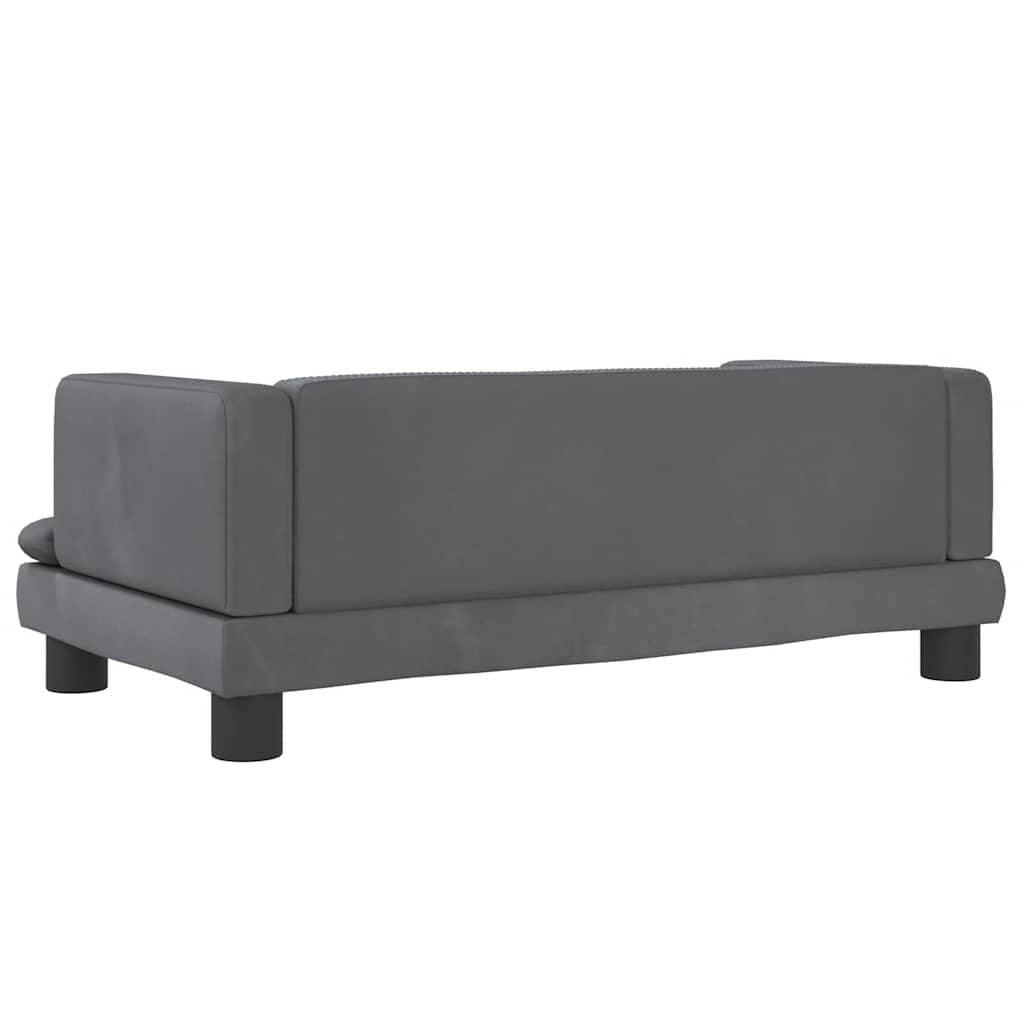 sofa til børn 80x45x30 cm velour mørkegrå