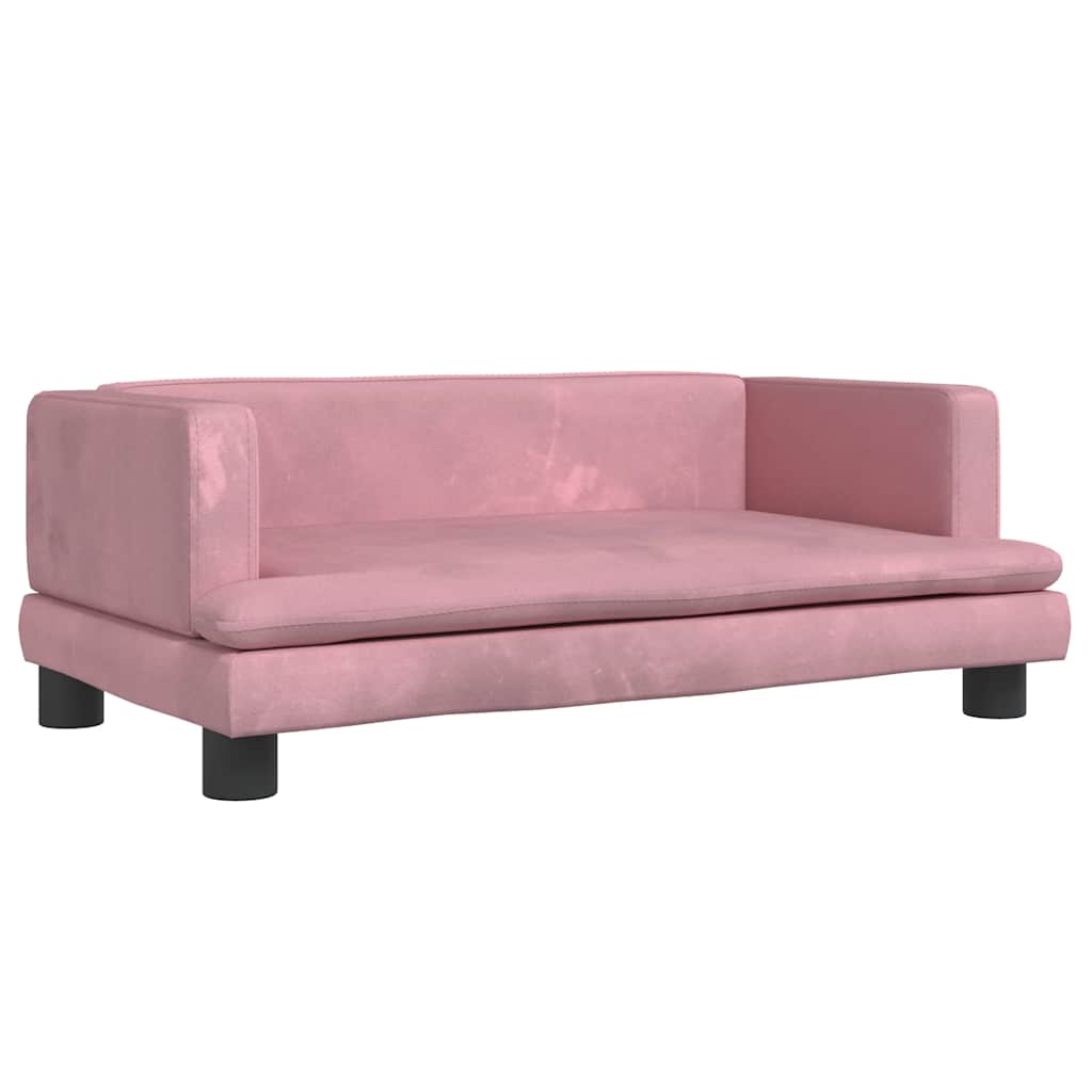 sofa til børn 80x45x30 cm velour lyserød