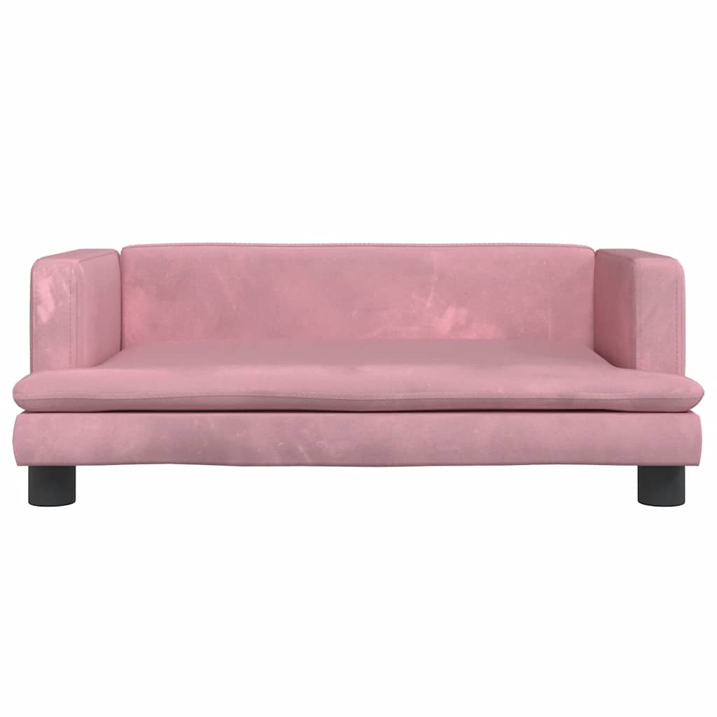 sofa til børn 80x45x30 cm velour lyserød