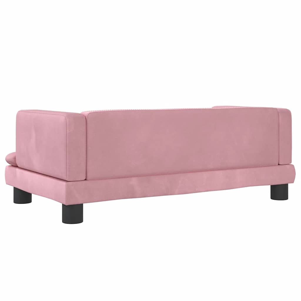 sofa til børn 80x45x30 cm velour lyserød