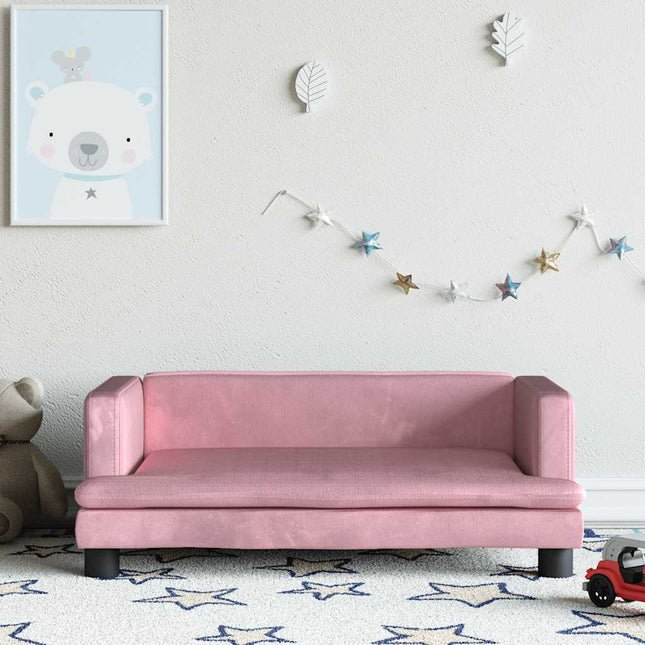 sofa til børn 80x45x30 cm velour lyserød
