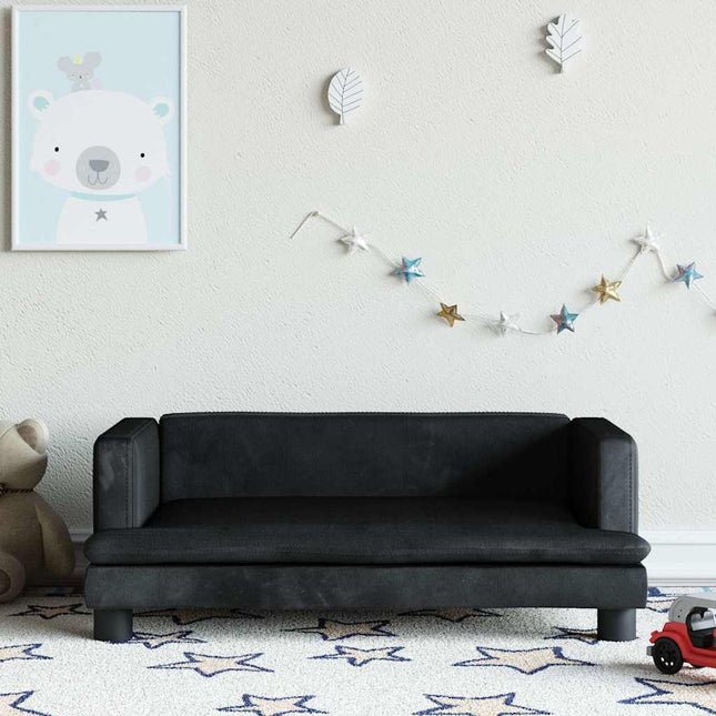 sofa til børn 80x45x30 cm velour sort