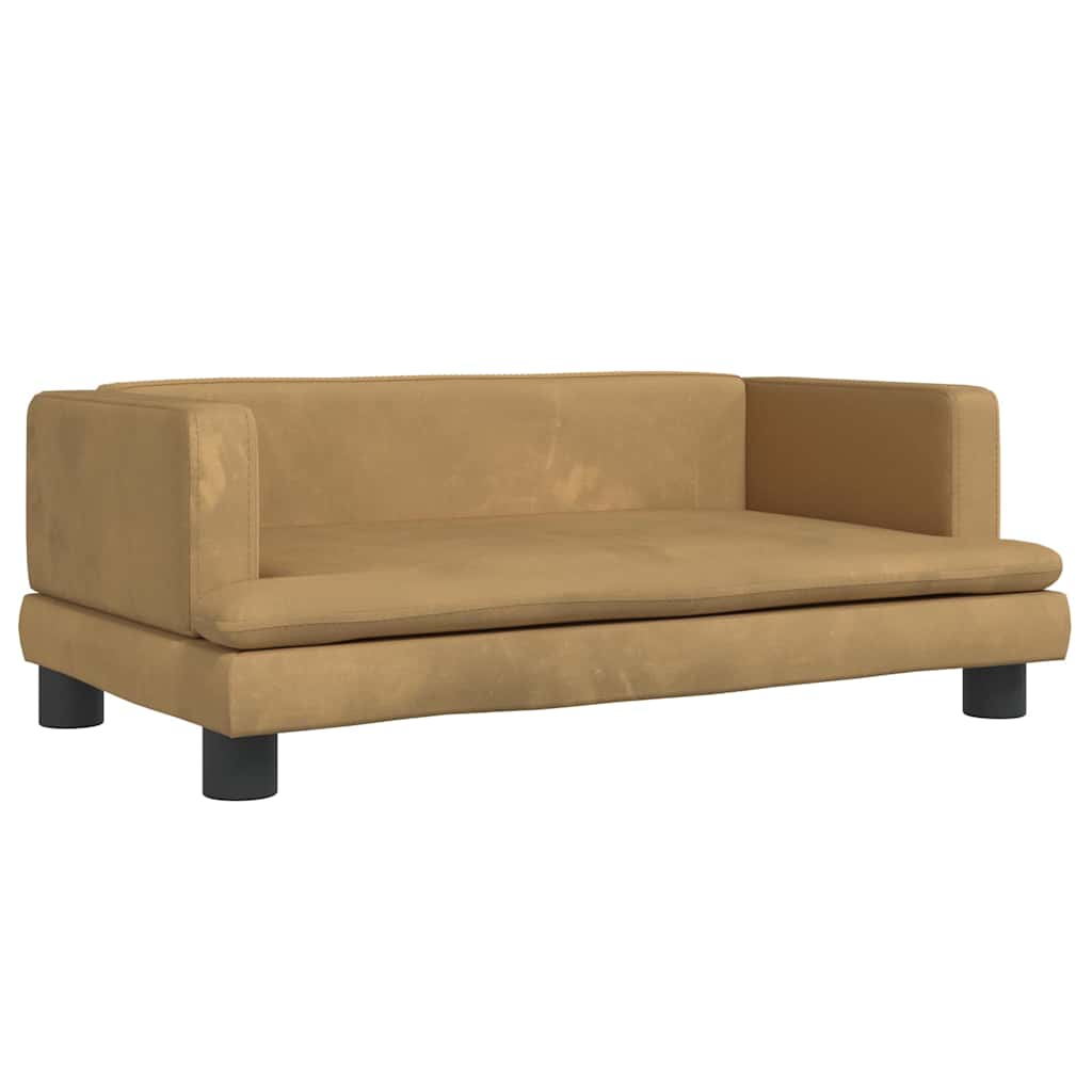 sofa til børn 80x45x30 cm velour brun