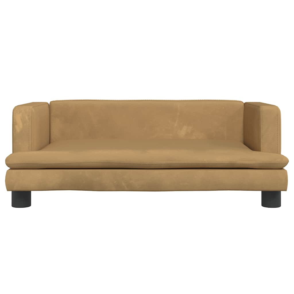 sofa til børn 80x45x30 cm velour brun