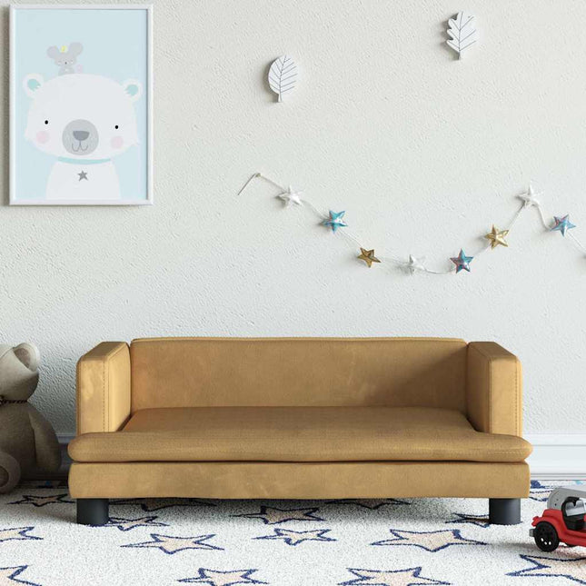 sofa til børn 80x45x30 cm velour brun