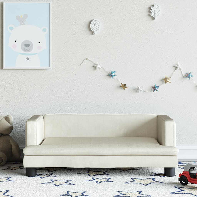 sofa til børn 80x45x30 cm velour cremefarvet