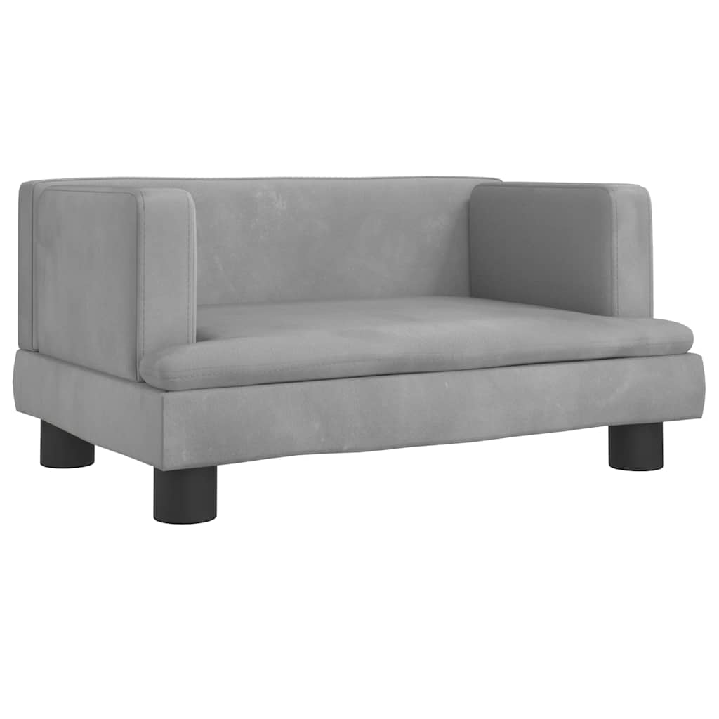 sofa til børn 60x40x30 cm velour lysegrå