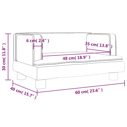 sofa til børn 60x40x30 cm velour lysegrå