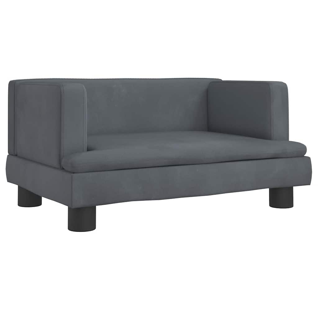 sofa til børn 60x45x30 cm velour mørkegrå