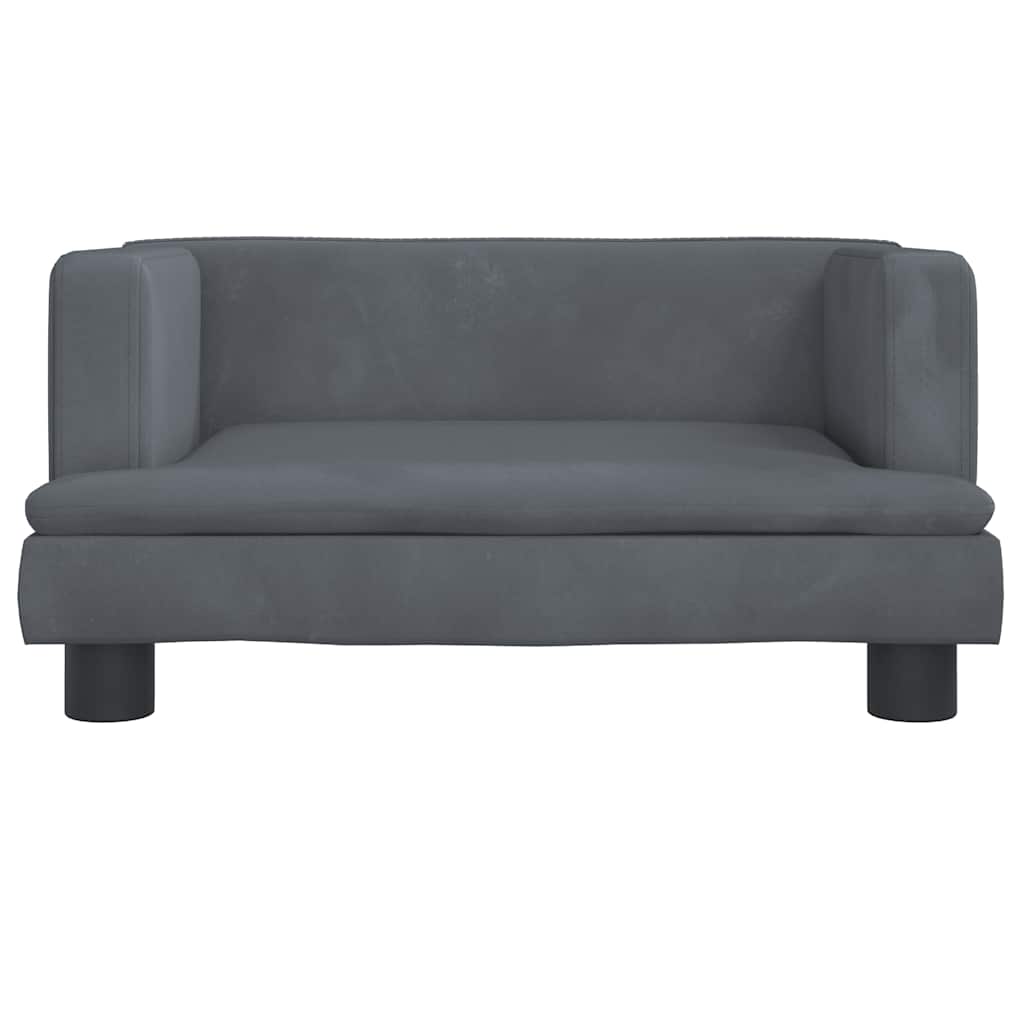 sofa til børn 60x45x30 cm velour mørkegrå