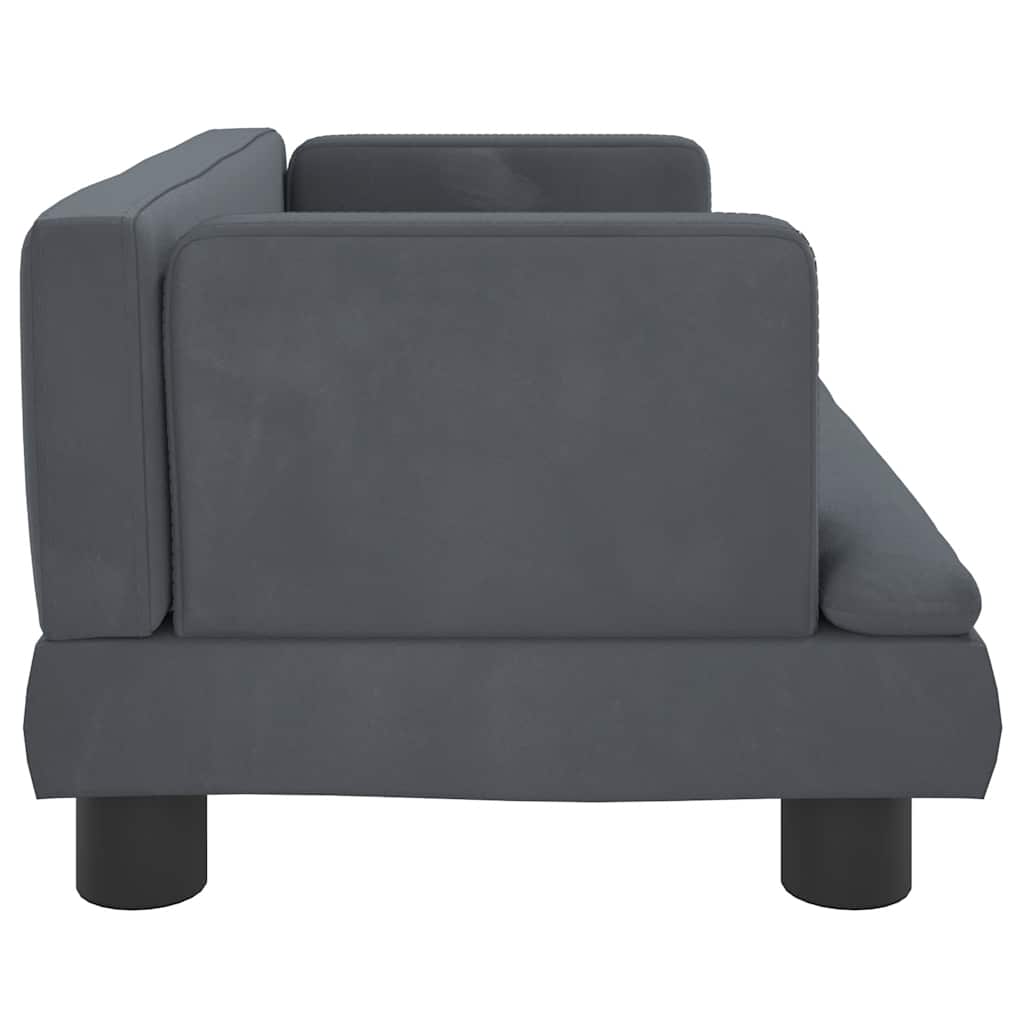 sofa til børn 60x45x30 cm velour mørkegrå