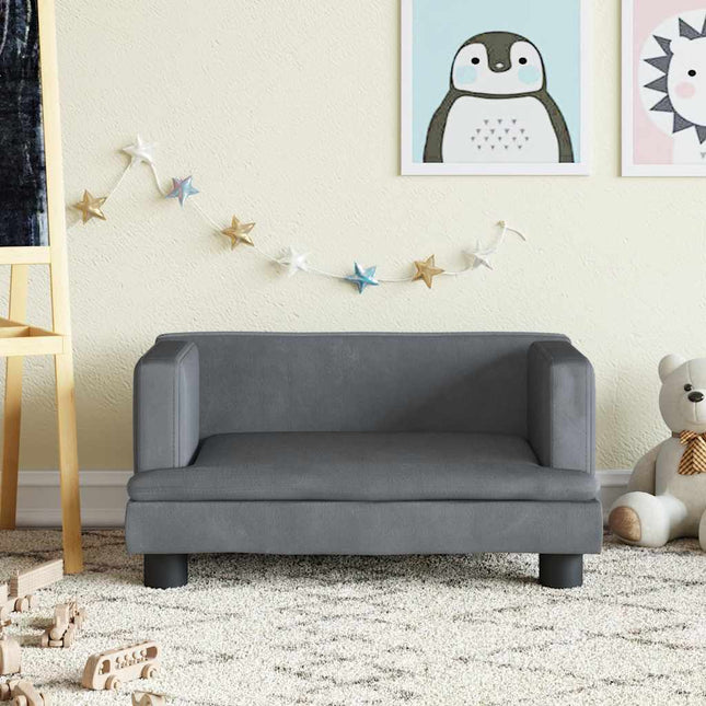 sofa til børn 60x45x30 cm velour mørkegrå