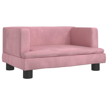 sofa til børn 60x40x30 cm velour lyserød