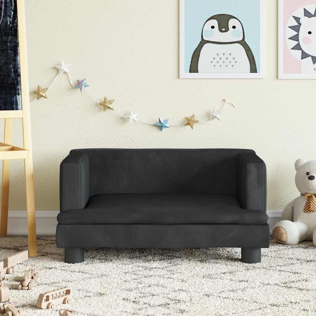 sofa til børn 60x45x30 cm velour sort