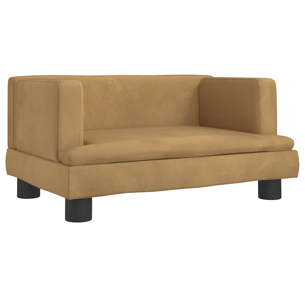 sofa til børn 60x40x30 cm velour brun