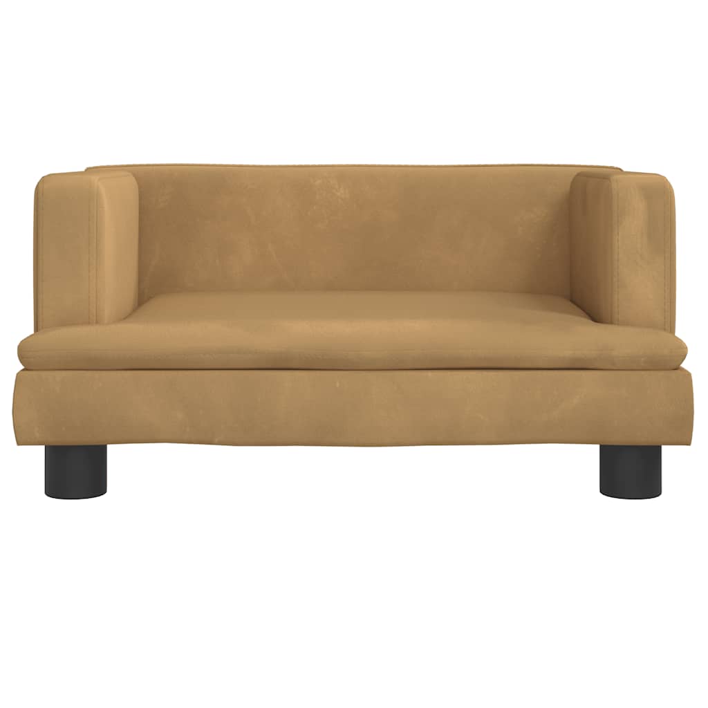 sofa til børn 60x40x30 cm velour brun
