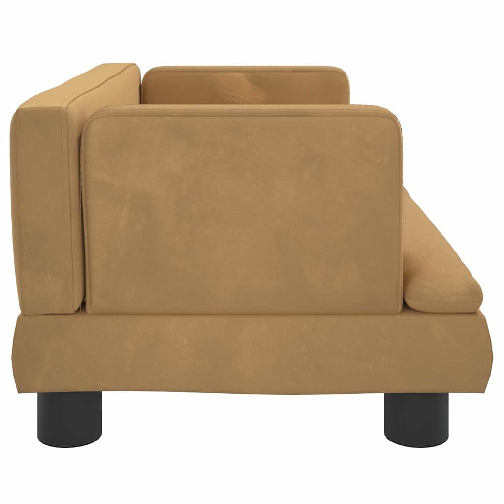 sofa til børn 60x40x30 cm velour brun