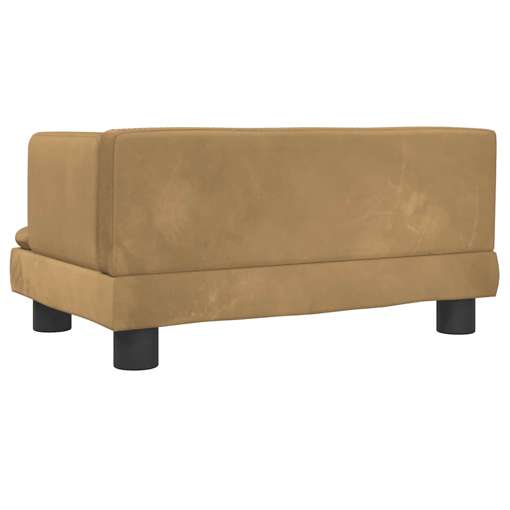sofa til børn 60x40x30 cm velour brun