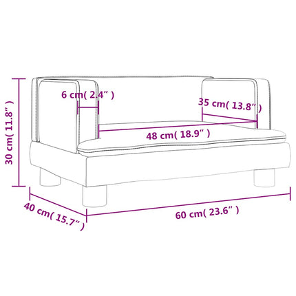 sofa til børn 60x40x30 cm velour brun