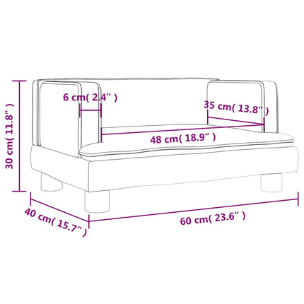 sofa til børn 60x40x30 cm velour cremefarvet