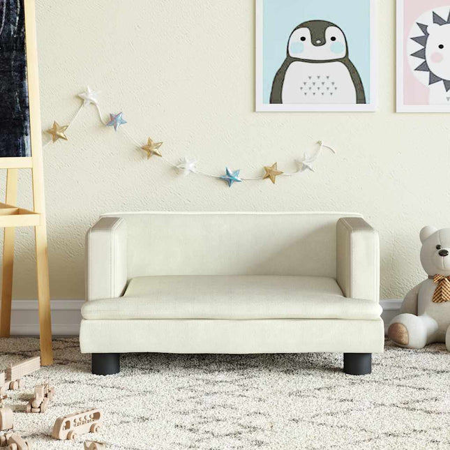 sofa til børn 60x40x30 cm velour cremefarvet