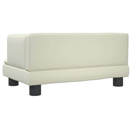 sofa til børn 60x40x30 cm kunstlæder cremefarvet