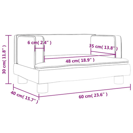 sofa til børn 60x40x30 cm kunstlæder brun