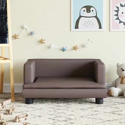 sofa til børn 60x40x30 cm kunstlæder brun