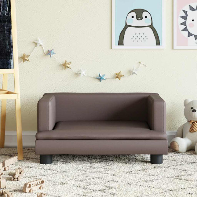 sofa til børn 60x40x30 cm kunstlæder brun