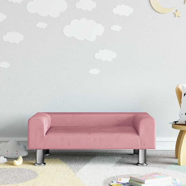 sofa til børn 70x45x26,5 cm fløjl lyserød