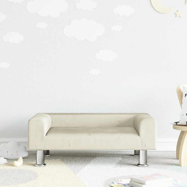 sofa til børn 70x45x26,5 cm fløjl cremefarvet