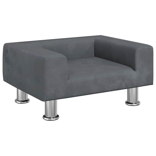 sofa til børn 50x40x26,5 cm fløjl mørkegrå
