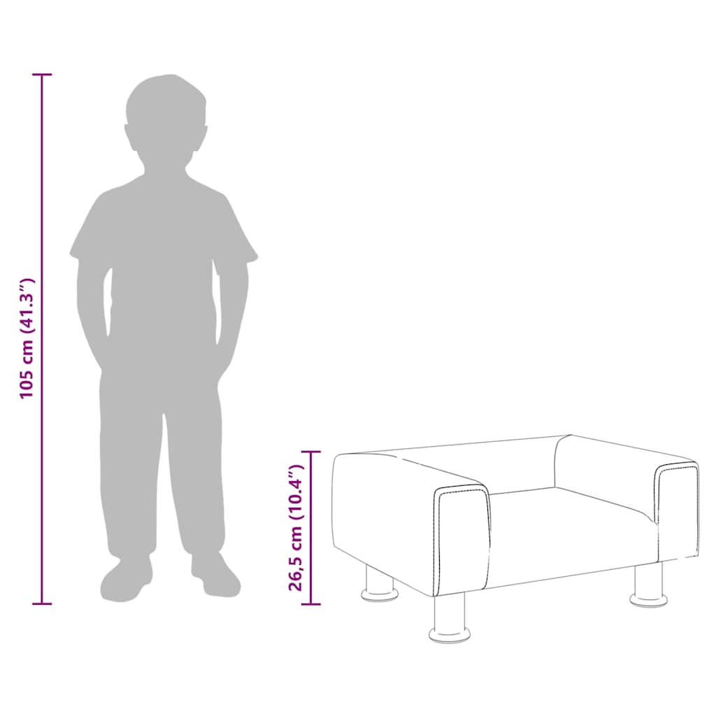 sofa til børn 50x40x26,5 cm fløjl mørkegrå