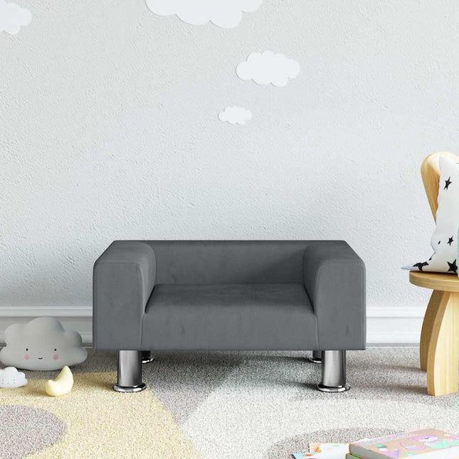 sofa til børn 50x40x26,5 cm fløjl mørkegrå