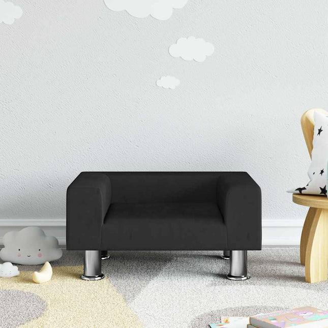 sofa til børn 50x40x26,5 cm fløjl sort