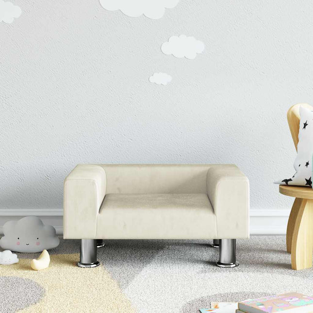sofa til børn 50x40x26,5 cm fløjl cremefarvet