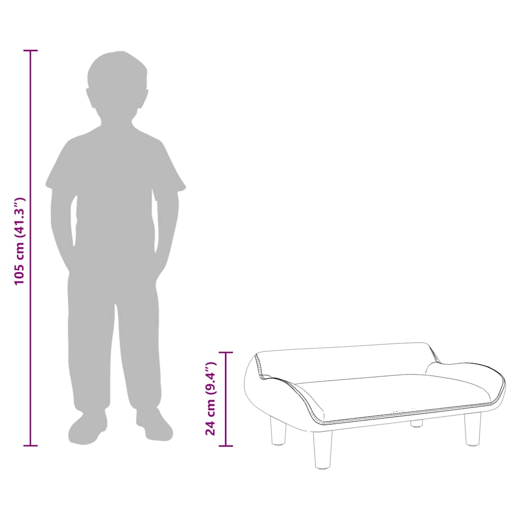 sofa til børn 70x40x24 cm stof brun