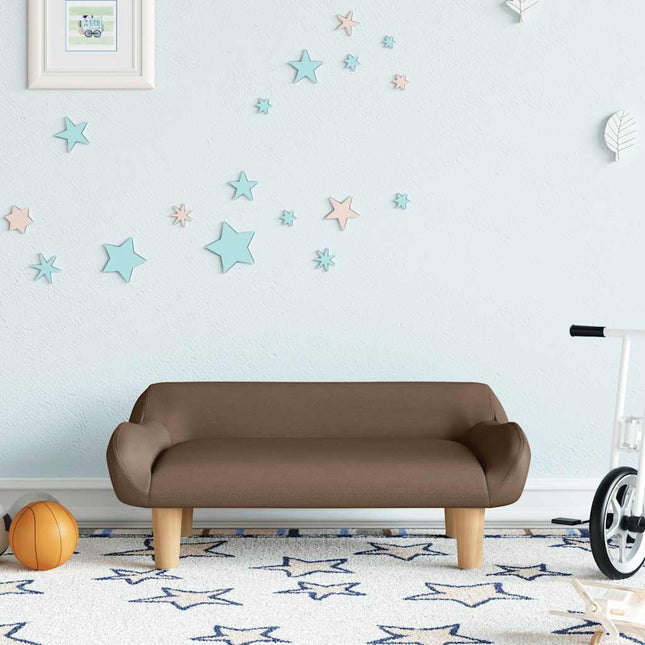 sofa til børn 70x40x24 cm stof brun
