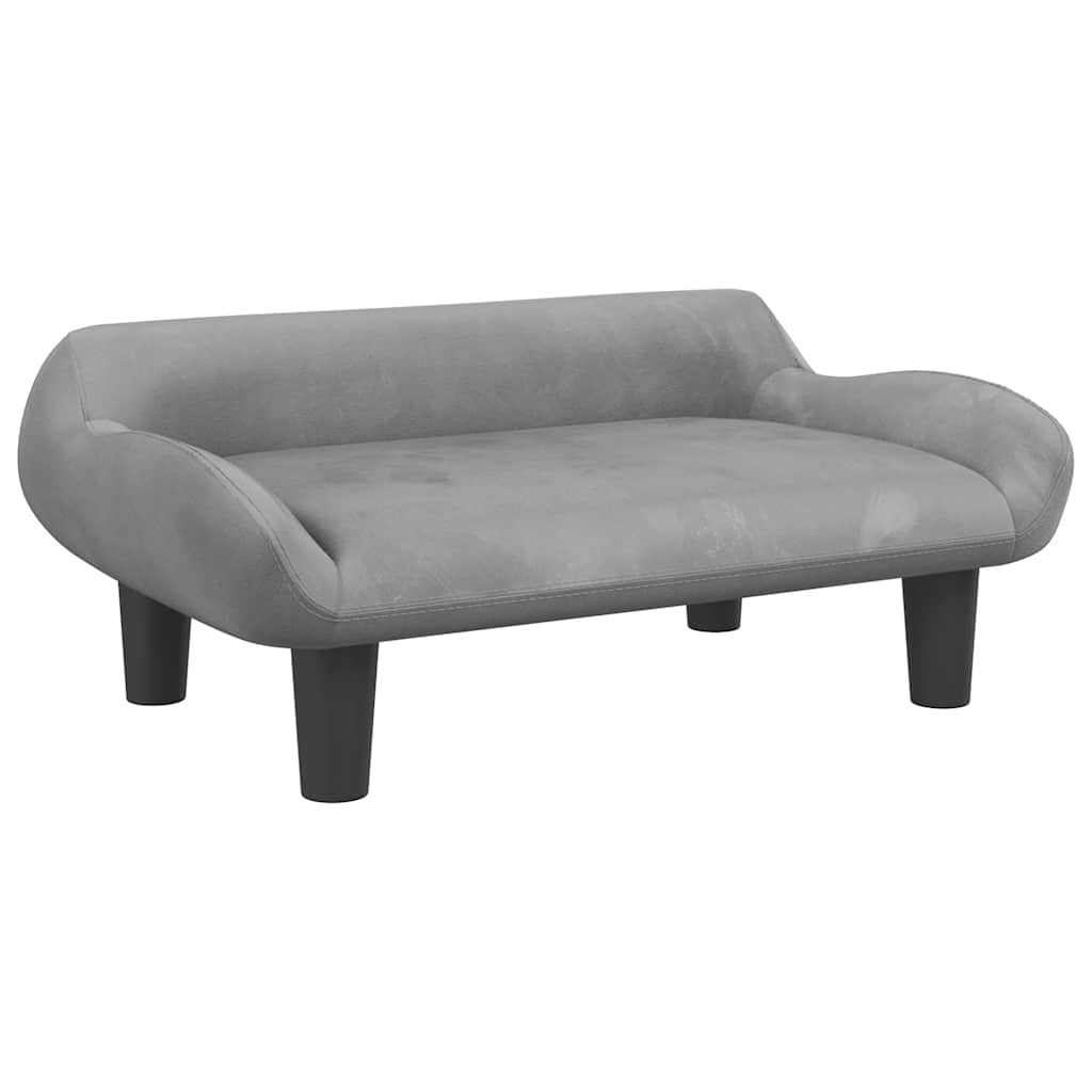 sofa til børn 70x40x24 cm velour lysegrå