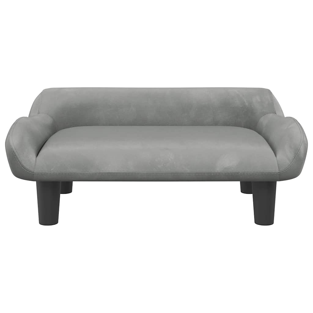 sofa til børn 70x40x24 cm velour lysegrå