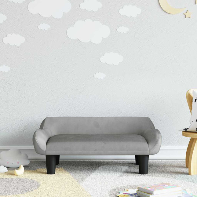 sofa til børn 70x40x24 cm velour lysegrå