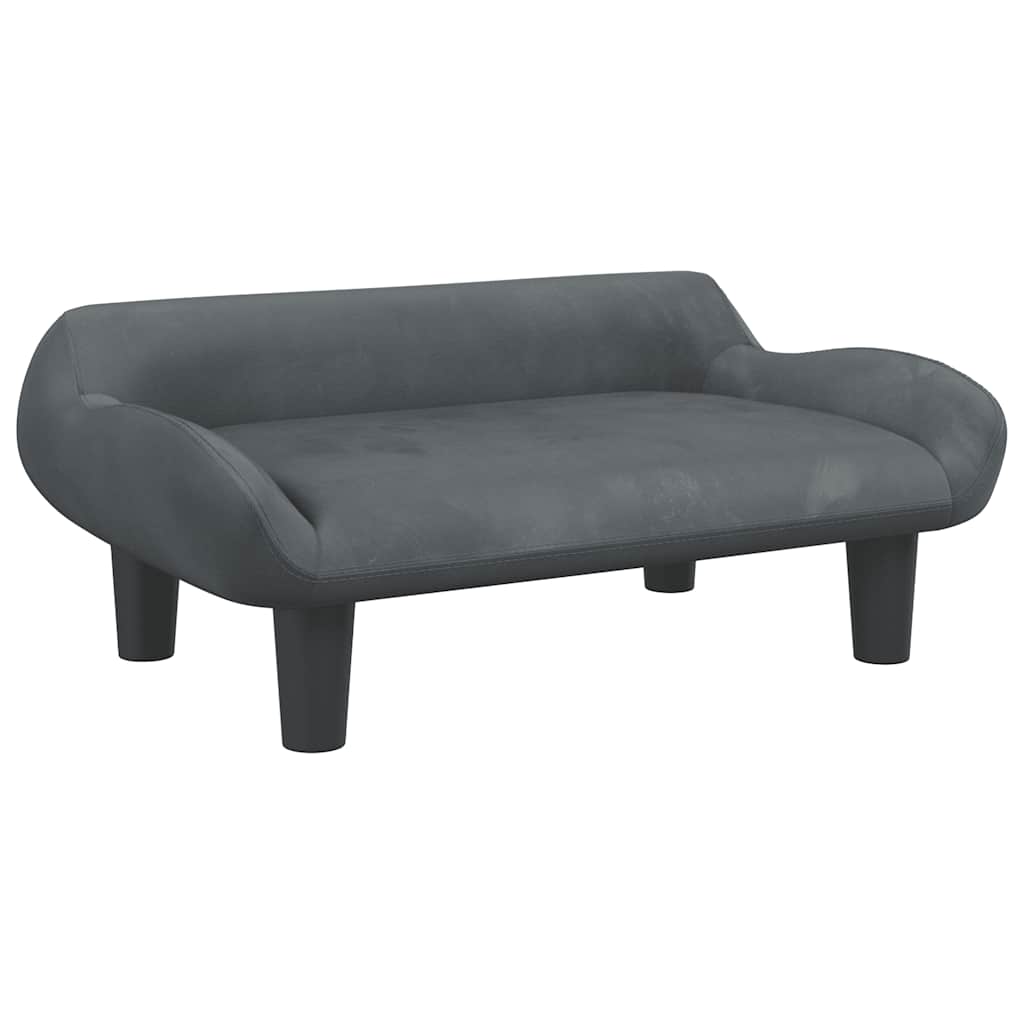 sofa til børn 70x40x24 cm velour mørkegrå