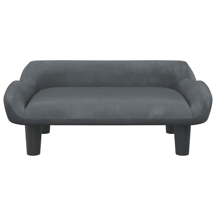 sofa til børn 70x40x24 cm velour mørkegrå