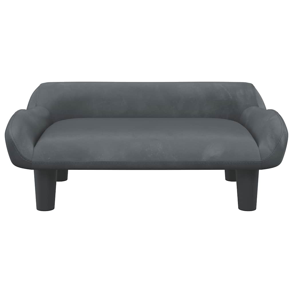 sofa til børn 70x40x24 cm velour mørkegrå
