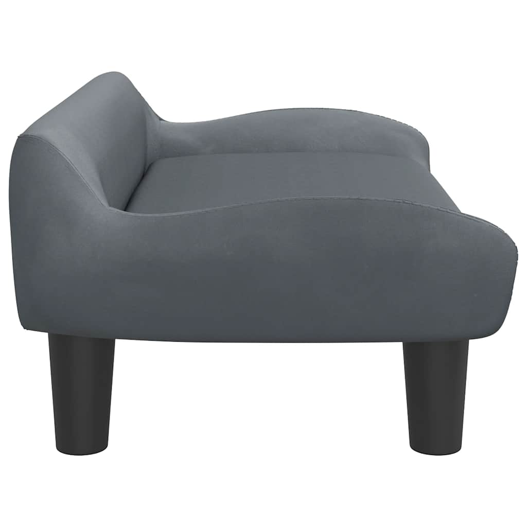 sofa til børn 70x40x24 cm velour mørkegrå