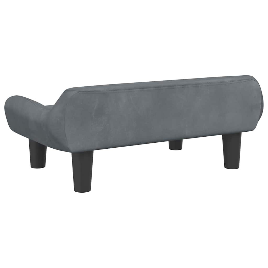 sofa til børn 70x40x24 cm velour mørkegrå